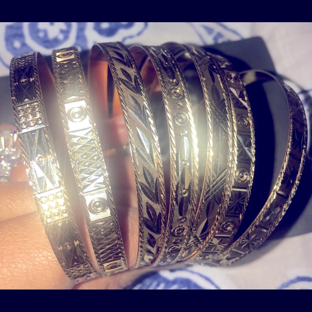 18k solid gold 7 days bangles set